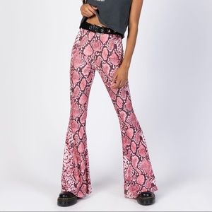 Snakeskin flare pants
